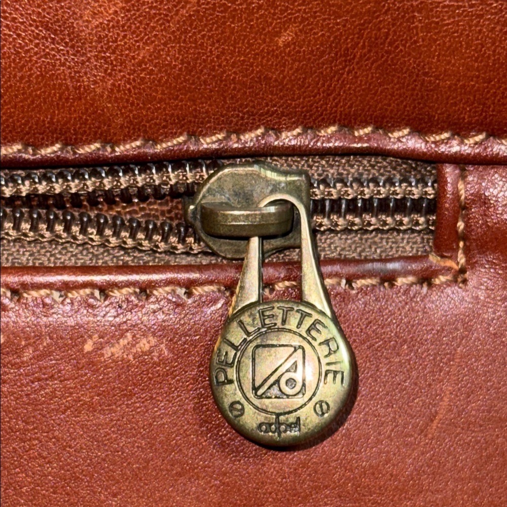 Adpel Vintage Distressed Cognac Brown Leather Briefcase - Picture 8 of 16